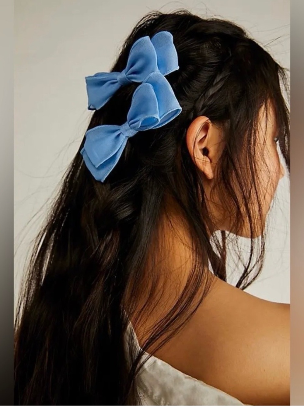 Free People Kenny Bow Clips Blue